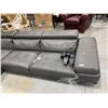 Image 2 : Gray Leather Sectional Sofa ( missing legs and has tear on seat seam) adjustable head rests
