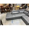 Image 3 : Gray Leather Sectional Sofa ( missing legs and has tear on seat seam) adjustable head rests