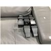 Image 4 : Gray Leather Sectional Sofa ( missing legs and has tear on seat seam) adjustable head rests