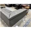 Image 7 : Gray Leather Sectional Sofa ( missing legs and has tear on seat seam) adjustable head rests