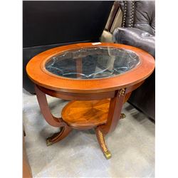 Duncan Fife Style Oval Coffee Table with Glass Inlay