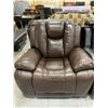 Image 1 : Brown Leather Overstuffed Power Recliner