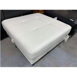 White Leather Storage Ottoman