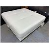 Image 1 : White Leather Storage Ottoman