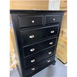 Tall 6 drawer chest dark wood finish floor model