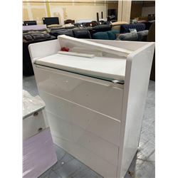 White 4 drawer glass top chest