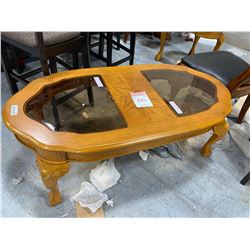Oak Oval Glass top Coffee Table