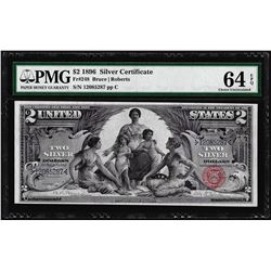 1896 $2 Educational Silver Certificate Note Fr.248 PMG Choice Uncirculated 64EPQ