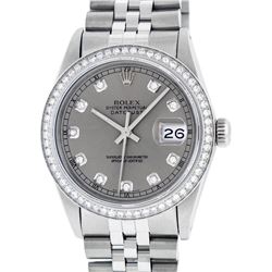 Rolex Men's Stainless Steel Slate Gray Diamond 36MM Datejust Watch