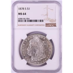 1878-S $1 Morgan Silver Dollar Coin NGC MS64