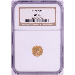 1853 Type 1 $1 Liberty Head Gold Coin NGC MS62