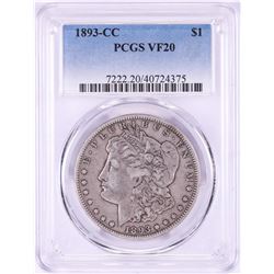 1893-CC $1 Morgan Silver Dollar Coin PCGS VF20