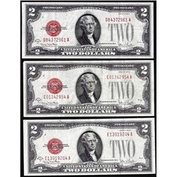 Lot of (3) 1928G $2 Legal Tender Notes