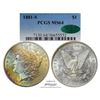 Image 1 : 1881-S $1 Morgan Silver Dollar Coin PCGS MS64 CAC Amazing Toning