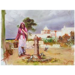 Pino (1939-2010) "The Water Fountain" Limited Edition Giclee on Canvas