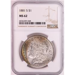 1881-S $1 Morgan Silver Dollar Coin NGC MS62 Great Toning