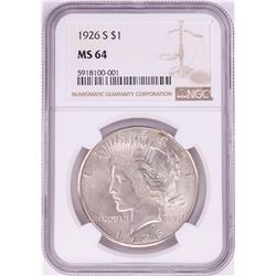 1926-S $1 Peace Silver Dollar Coin NGC MS64