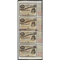 Uncut Sheet of (4) State of Louisiana Baby Bond Obsolete Notes