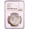 Image 1 : 1881-S $1 Morgan Silver Dollar Coin NGC MS63 Great Toning