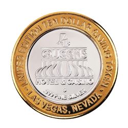 .999 Fine Silver Four Queens Casino Las Vegas, NV $10 Limited Edition Gaming Token