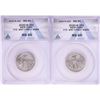 Image 1 : Lot of (2) 2020-W Weir Farm V75 WWII Privy Mark Quarter Coins ANACS MS65