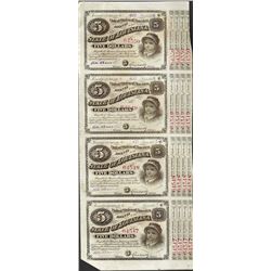 Uncut Sheet of (4) State of Louisiana Baby Bond Obsolete Notes