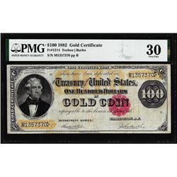 1882 $100 Gold Certificate Note Fr.1214 PMG Very Fine 30