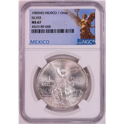 1985Mo Mexico 1 Onza Libertad Silver Coin NGC MS67