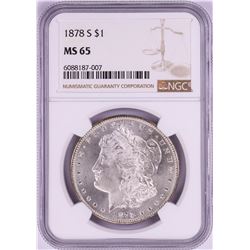 1878-S $1 Morgan Silver Dollar Coin NGC MS65