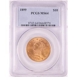 1899 $10 Liberty Head Eagle Gold Coin PCGS MS64