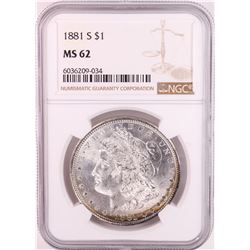 1881-S $1 Morgan Silver Dollar Coin NGC MS62 Nice Toning