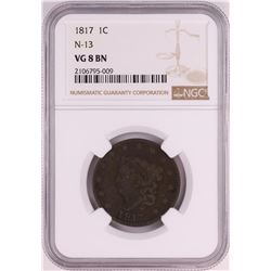 1817 N-13 Coronet or Matron Head Large Cent Coin NGC VG8 BN