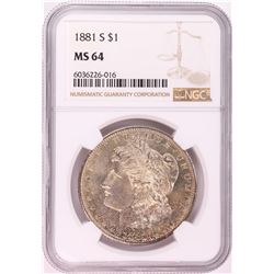 1881-S $1 Morgan Silver Dollar Coin NGC MS64 Nice Toning