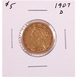 1907-D $5 Liberty Head Half Eagle Gold Coin