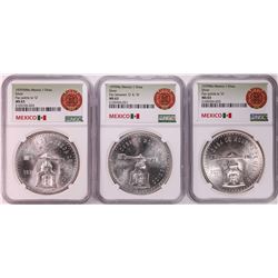 Lot of (3) 1979Mo Mexico 1 Onza Silver Coins NGC MS63