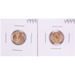 Lot of (2) 1999 $5 American Gold Eagle Coins