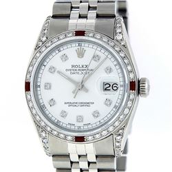 Rolex Men's Stainless Steel Diamond & Ruby Datejust Watch