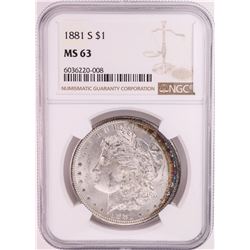 1881-S $1 Morgan Silver Dollar Coin NGC MS63 Great Toning