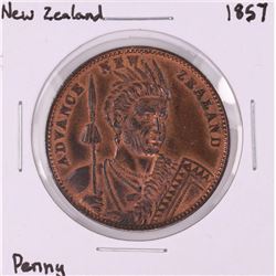 1857 New Zealand Miller and Thompson Penny Coin