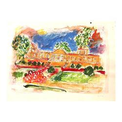 Wayne Ensrud "Chateau Beychevelle" Original Mixed Media on Paper