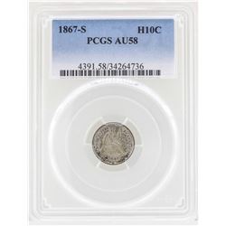 1867-S Seated Liberty Half Dime Coin PCGS AU58