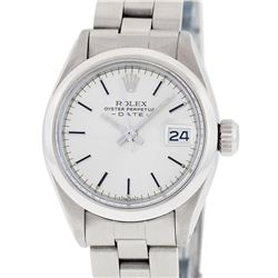 Rolex Ladies Stainless Steel Silver Index Oyster Band Datejust Watch