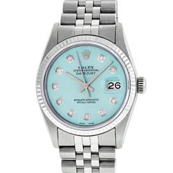 Rolex Men's Stainless Steel Ice Blue Diamond 36MM Datejust Watch