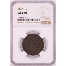 1827 Coronet Head Large Cent Coin NGC VG8BN