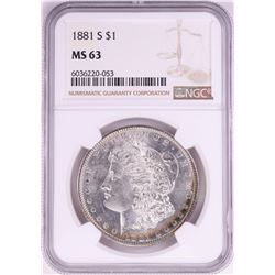 1881-S $1 Morgan Silver Dollar Coin NGC MS63 Nice Toning