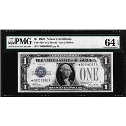 1928 $1 Funnyback Silver Certificate Star Note Fr.1600* PMG Choice Uncirculated 64EPQ