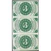 Image 2 : Uncut Sheet of (3) March 3, 1863 Three Cents Third Issue Fractional Currency Notes