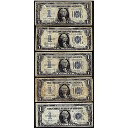 Lot of (5) 1934 $1 Funnyback Silver Certificate Notes