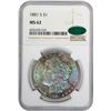 Image 2 : 1881-S $1 Morgan Silver Dollar Coin NGC MS62 CAC Amazing Toning