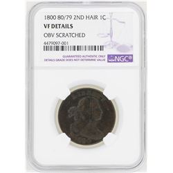 1800 80/79 2nd Hair Draped Bust Large Cent Coin NGC VF Details